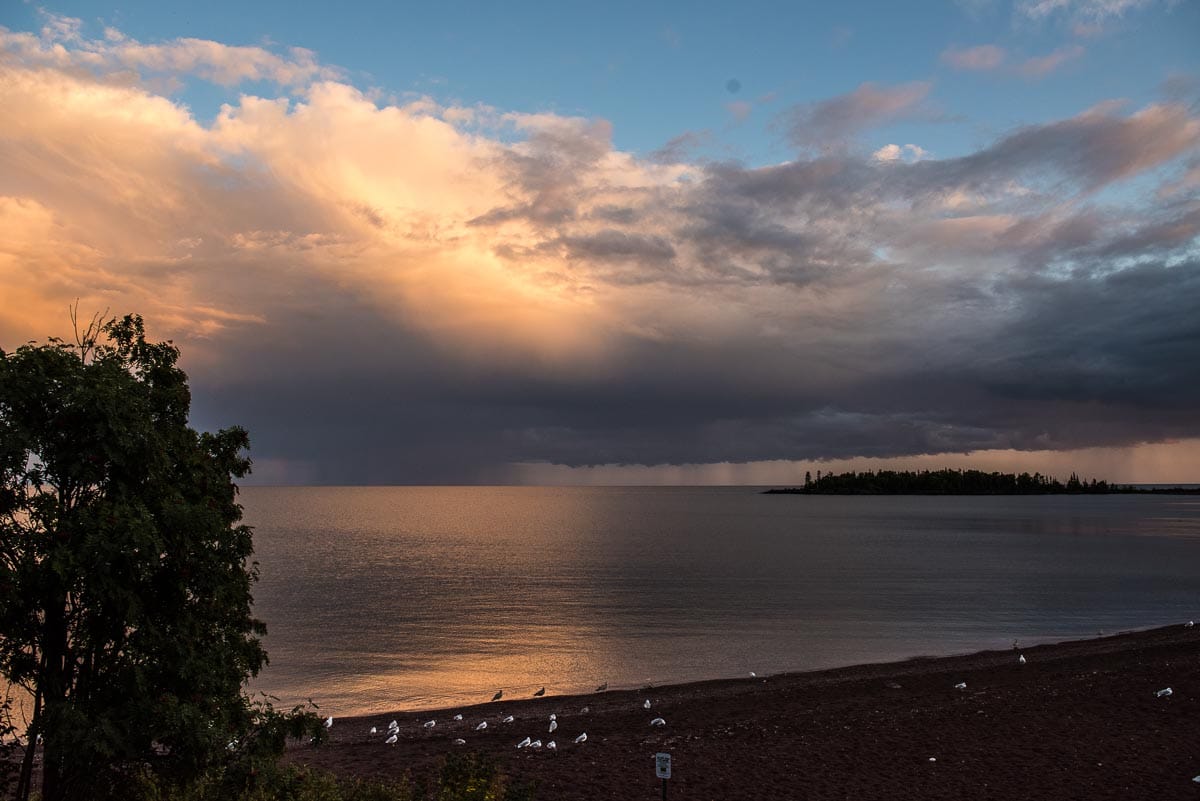 minnesota grand marais approaching rain lake superior